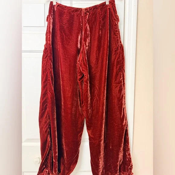 We The Free | Velvet Wide-Leg Pants in Rich Orange Red - Picture 2 of 5